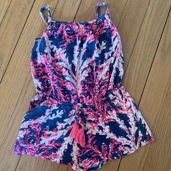Kids Pink and Blue Patterned Romper - Picture 1 of 2